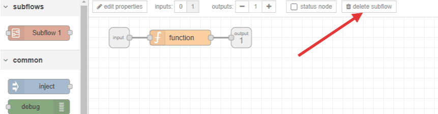 "Image showing how to delete a subflow"